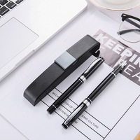 Étui à stylos en cuir noir de luxe avec option de logo personnalisé pour usage professionnel et scolaire, cadeau promotionnel