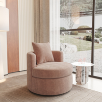 VOXHOME Einzelner Drehbarer Akzent-Sessel Runder Barrel-Sofa-Stuhl mit Kissen Gepolsterter Freizeitstuhl für Wohnräume in Apartments