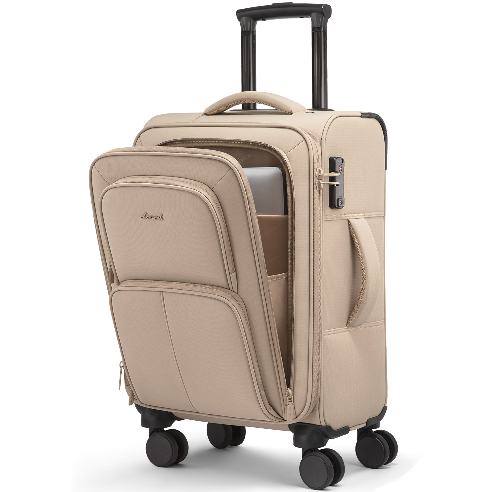 2025 LOVEVOOK 20in Luxury Durable Suitcase with Spinner Wheels Laptop Compartment for Travel Business Carry on Luggage Women Men