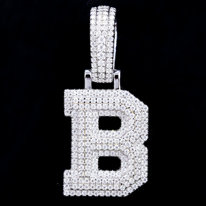 Colgante de Moissanita con Certificado de Autenticidad, Plata 925, Color D, Claridad VVS, Estilo Hip Hop, con Letras ABCD BOY, Ideal para Regalo y Fiesta - Product Image 1