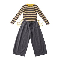 Ensemble 2 pièces pour filles : haut rayé et pantalon large, style coréen, tenue décontractée à manches longues pour l'école