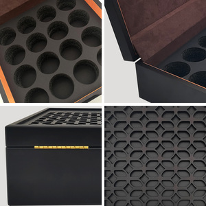 Caja de Té de Madera Lacada Negra 26x26x10.2cm, Caja Cuadrada Hecha a Mano para Regalo o Almacenamiento - Product Image 4