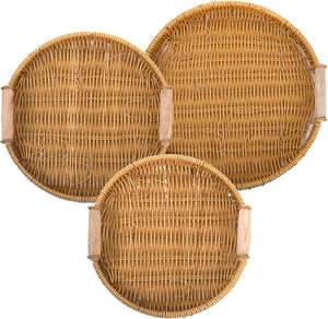 Plateau à fruits en rotin tissé à la main panier à pain japonais cuit à la vapeur salon panier de rangement domestique rotin tissé double plateau d'oreille - Product Image 2