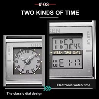 OHSEN AD0518 Herren Square Dual Display Uhren LED Electronic Classic Armbanduhren Uhren Wasserdichte digitale Armbanduhr Relogio