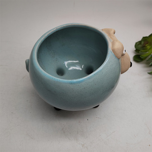 Offre Spéciale – Pot de Fleurs Moderne en Céramique Émaillée Faite à la Main, Motif Chien Bleu, pour Orchidées, Succulentes, Bonsaïs et Cactus – Marque HYD – Décoration Maison & Jardin - Product Image 3