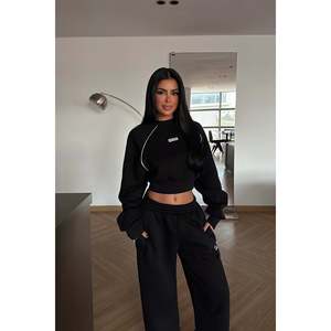 Black Hooded <b>Tracksuit</b> Vintage Sportswear for Autumn/Winter Breathable Lightweight Plus Size Printed Logo Solid Vintage Style - Product Image 1