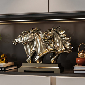 รูปปั้นม้ามงคลตามจีน รูปมังกรม้า ของตกแต่งโต๊ะทำงาน ของประดับตู้วางทีวี ของขวัญทางธุรกิจ งานฝีมือเรซิ่นทองแดงหล่อ<span class=keywords><strong>เย็น</strong></span> - Product Image 2