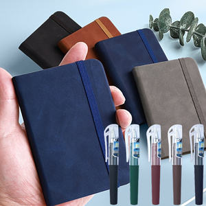 Juego de 10 cuadernos de bolsillo de piel sintética con bolígrafo a juego, diarios de Mini cubierta suave, 100 páginas alineadas cada uno, cierre elástico, genial - Product Image 2