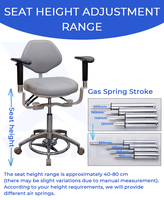 Chaise de travail ergonomique pour microscopes dentaires avec double accoudoir et repose-pieds pour clinique