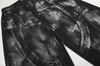 Jean baggy YUANBOFEI pour homme, coupe large, en denim, motif éclaboussures de peinture, style punk Wasteland, idéal pour les sorties décontractées