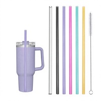 Pailles colorées en Tritan pour gobelets de voiture réutilisables et biodégradables de 40 oz, avec brosse de nettoyage incluse
