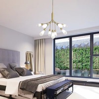 Luminaires suspendus en verre minimalistes nordiques modernes, design de créateur, branche d'arbre dorée, lustre pour salle à manger, salon, chambre à coucher