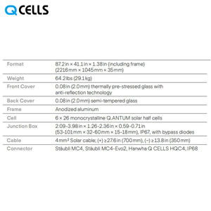 Qcells Q cell Panneau Solaire Prix 490Watt 480W 475w Panneaux Solaires Pv Photovoltaïques Bifaciaux Q.PEAK DUO XL-G10.3/<span class=keywords><strong>BFG</strong></span> 475-490 - Product Image 2