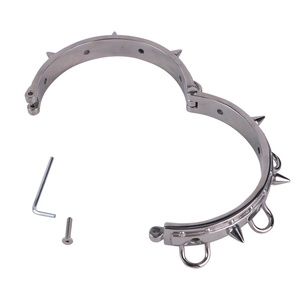 Wholesale FAAK Stainless <b>Locking</b> Bondage Collar with Rings,BDSM Sex Bondage Restraints Set Neck BDSM Kit with Traction Chain - Product Image 5
