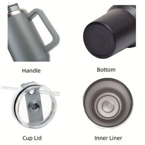 New Stainless Steel Vacuum Insulated Tumbler Spill-Proof Travel <b>Mug</b> Handle Straw Classic Design <b>Large</b> Capacity for Camping - Product Image 3