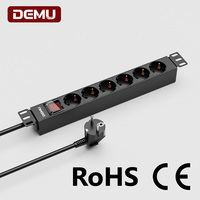 PDU 1U pour montage en rack, multiprise 6 voies Schuko, interrupteur bipolaire, alliage d'aluminium T5, centre de données, certifié CE RoHS