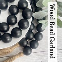 Décorations de table basse pour la maison, style bohème, rustique, campagnard, grande guirlande de perles en bois noires avec pompons