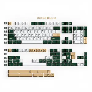 Tecsee Personalized Green/White Keycaps ABS Dye-Sub Cherry Profile Keyboard Keycaps With 6.25u 7u Spacebar Enter Keys