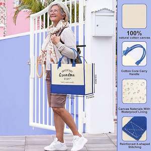 กระเป๋าผ้าแคนวาสขนาดใหญ่แบบออร์แกนิค  รักษ์โลก  รีไซเคิล  ใช้ซ้ำได้  พิมพ์โลโก้ตามสั่ง สำหรับใช้ในชีวิตประจำวันหรือเป็นของขวัญ - Product Image 2