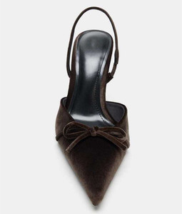 Sandales pour femmes en satin fantaisie haut de gamme, talons aiguilles, bout pointu, nœud papillon, escarpins sexy à talons hauts pour femmes - Product Image 3