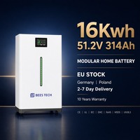 Système d'énergie solaire au lithium 16 kWh 51,2 V 314 Ah avec plus de 10 000 cycles de charge, barre lumineuse et onduleur hybride 30 kW pour l'extérieur, stock entrepôt UE