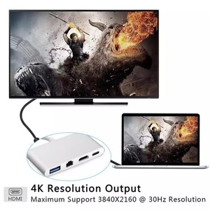 USB C Adapter Multiport <span class=keywords><strong>4</strong></span> trong 1 USB C HUB với 4K HDTV RJ45 USB 3.0 Loại C PD sạc cho macook Pro không khí <span class=keywords><strong>iPhone</strong></span> - Product Image 4