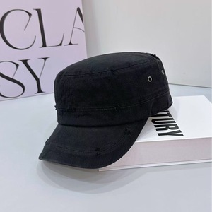 Gorra Plana de Algodón con Diseño Desgarrado, Unisex, para Primavera y Otoño, Transpirable, para Adultos, Beige Marrón - Product Image 2