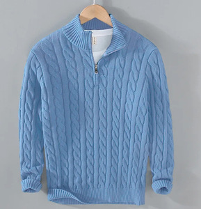 <span class=keywords><strong>Pull</strong></span> tricoté pour homme à col montant, design de <span class=keywords><strong>marque</strong></span>, grande taille, avec fermeture éclair quart de tour, pour l'hiver - Product Image 5