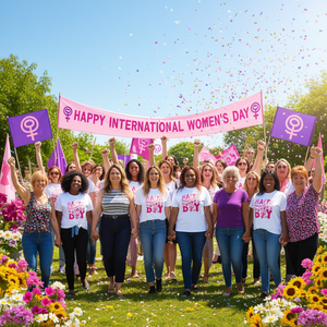 T-shirt per la festa internazionale della donna, top corto da donna, stampa con lettere rosa, casual, primavera estate, 100% cotone jersey - Product Image 2