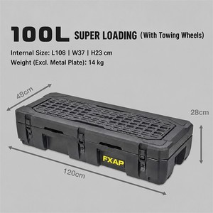 Porte-bagages <span class=keywords><strong>de</strong></span> <span class=keywords><strong>toit</strong></span> <span class=keywords><strong>de</strong></span> voiture FXAP 100L, boîte <span class=keywords><strong>de</strong></span> rangement en PE rotomoulé avec panneau MOLLE, support à dégagement rapide pour camping et expéditions - Product Image 4