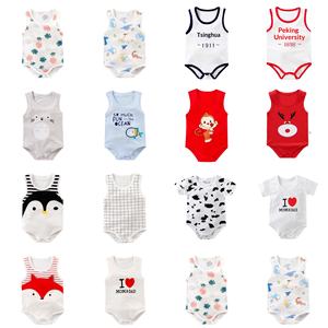 Bodysuit Bayi Tanpa Lengan Musim Panas 2025 Unisex Katun Tipis Kelas A Romper Segitiga - Product Image 1