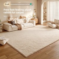 Tapis de salon en fausse fourrure de lapin à poils longs, idéal pour la photographie, chambre à coucher, tapis de lit moelleux, lavable en machine