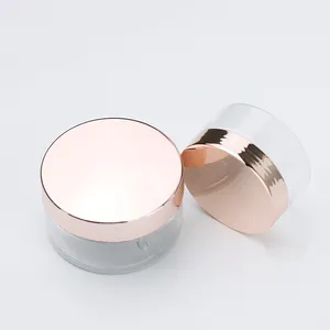 Envases de plástico PET para envases cosméticos Tapas de oro rosa 30ml 100mL 200ml 250ml 500ml Crema facial Crema para ojos Contenedor
