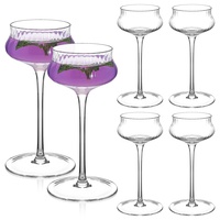 Verres à cocktail Margarita transparents côtelés à long pied et courbés pour bar, vente en gros