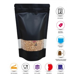 40g Matt đứng lên túi/túi có khóa zip túi ziplock độc lập màu đen với cửa sổ trong suốt rõ ràng túi trà lớn - Product Image 3