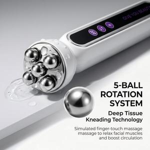 Rouleau de massage facial EMS pour usage domestique, machine de massage électrique chauffante pour le visage, anti-âge, rotation à 360 degrés - Product Image 1