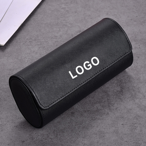 JUELONG कस्टम ग्रे नीले Saffiano चमड़े की घड़ी रोल पट्टा यात्रा के मामले 3 स्लॉट - Product Image 1