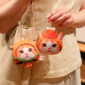 Porte-clés personnalisés en peluche <span class=keywords><strong>super</strong></span> douce en forme de nourriture : chat, hamburger, nouilles instantanées, frites - Product Image 6
