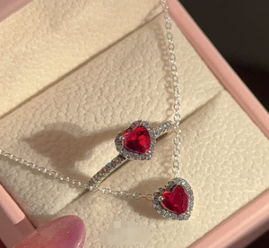 Set di Gioielli Raffinati 2025: Orecchini a <span class=keywords><strong>Cuore</strong></span> in Argento Sterling 925 con Pietre Rosse, Blu, Verdi e Rosa, <span class=keywords><strong>Collana</strong></span> con <span class=keywords><strong>Cuore</strong></span> in Zirconia Cubica e Anelli per Donna - Product Image 5