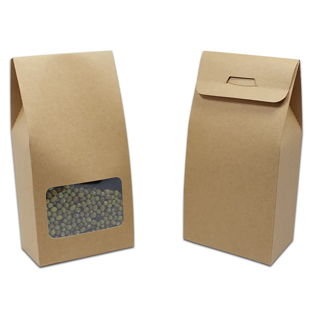 クリアウィンドウコーヒーキャリングペーパーボックス付き高品質カスタム印刷環境にやさしいクラフト紙パッケージボックス