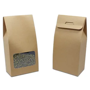 투명 창문이있는 고품질 맞춤형 인쇄 친환경 크래프트 종이 패키지 상자 커피 운반 종이 상자