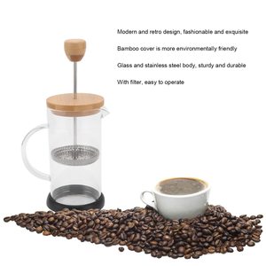 Cafetière à piston française en verre borosilicate avec couvercle en bois et base en liège, pour usage domestique quotidien - Product Image 4