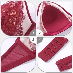 Wholesale Women's Red Lace Bra and Panty <b>Set</b> Breathable Wire Free <b>Sexy</b> Bra <b>Set</b> Romantic See Through Intimates <b>Set</b> OEM ODM - Product Image 4