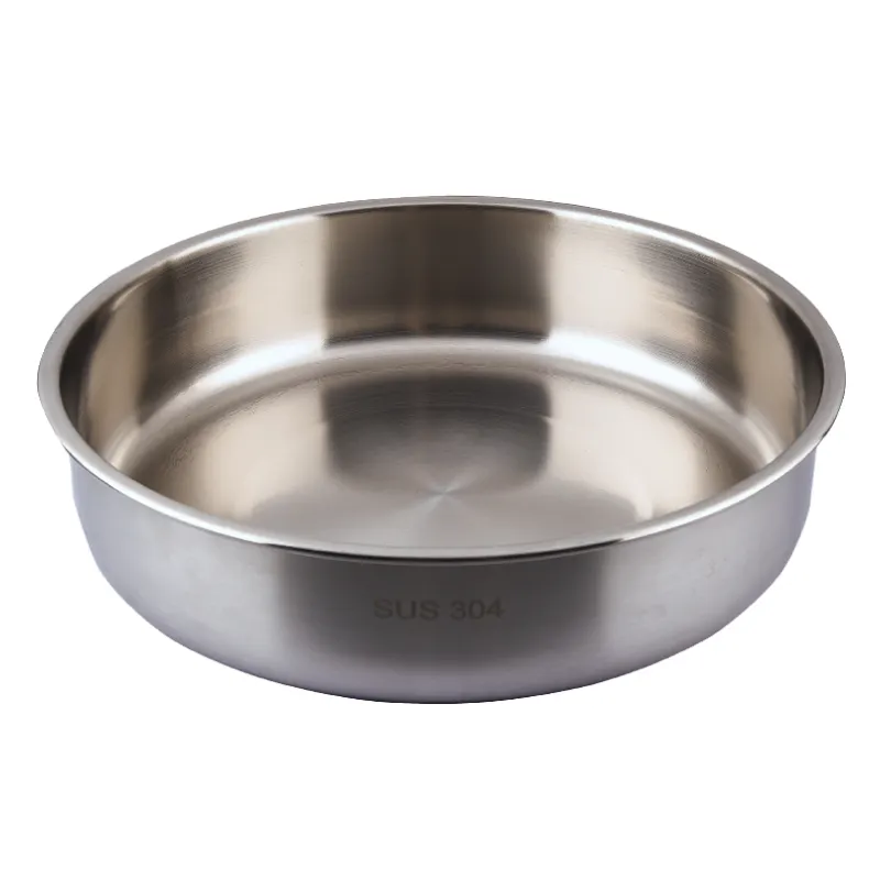 wholesale High Quality Stainless Steel 304 matte polishing Kitchenware Serving Food Tray Dish korean Round deep Plate