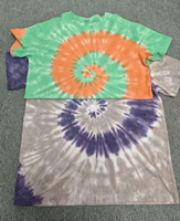 T-shirt en coton vintage délavé à l'acide pour homme, personnalisé en gros, poids du tissu 220 grammes, motif rayé, t-shirt tie-dye