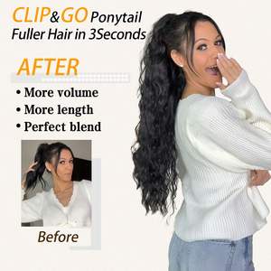 ผมปลอมหางม้าแบ<span class=keywords><strong>บ</strong></span>ยาวหยักศก คล้ายผมจริง <span class=keywords><strong>สี</strong></span>ดำ/น้ำตาล 30 นิ้ว ฟูเป็นธรรมชาติ สำหรับผู้หญิง - Product Image 3