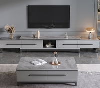 Table basse meuble TV combinaison moderne lumière luxe petit appartement meuble TV télescopique