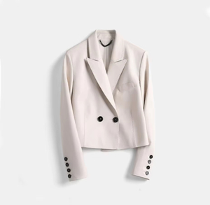 3126 traje de diseño clásico y elegante bolsillo de solapa cuero genuino piel de oveja señoras Chaqueta corta abrigo - Product Image 6
