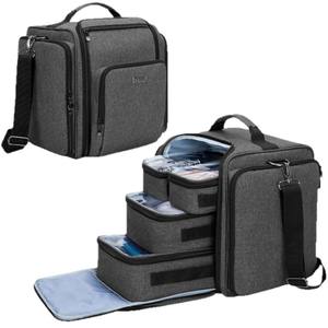 Trousse de maquillage de voyage multifonctionnelle, sac de maquillage en nylon tendance avec 4 pochettes intérieures amovibles à fermeture éclair, logo personnalisé - Product Image 1