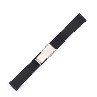 Bracelet de montre en silicone noir sport avec fermoir en acier pour Rolex Tudor Seiko Orient Citizen 18 mm 20 mm 22 mm 24 mm